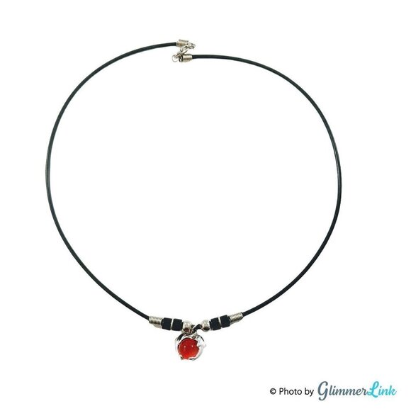 Dolphins Orange Glass Ball Cord Necklace - Picture 5 of 9